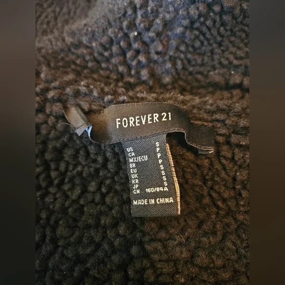 Forever 21 Paisley Print Zip-up Hoodie. size S  Brown and black  sherpa - Picture 14 of 16